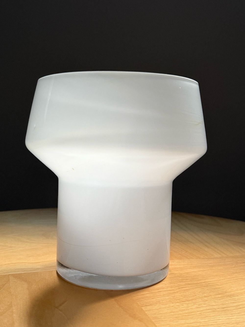 Scandinavian Nordic White Blown Glass Vintage Flower Vase MCM Decor by Pukeberg